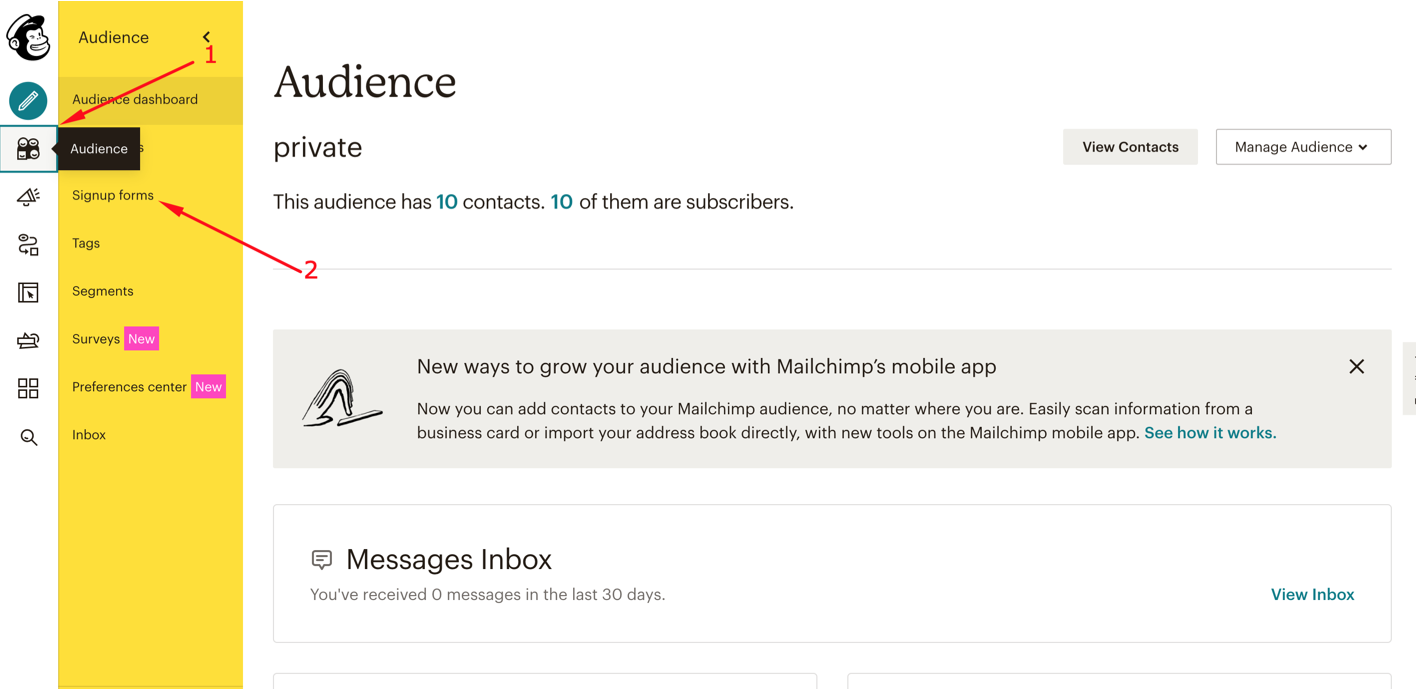 text message marketing in mailchimp